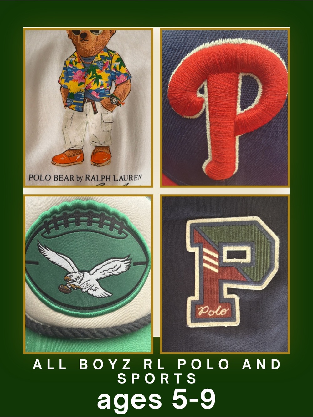 ALL BOYZ RL POLO & SPORTS Silent PARTY Sizes 8-12 and shoe sizes 2-2.5